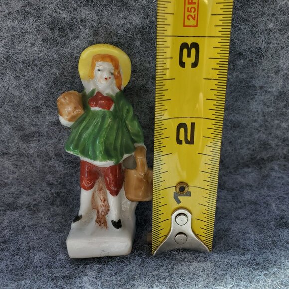 Made In Occupied Japan Porcelain Figurine Child Carrying Bucket Flower Frog - Picture 8 of 8